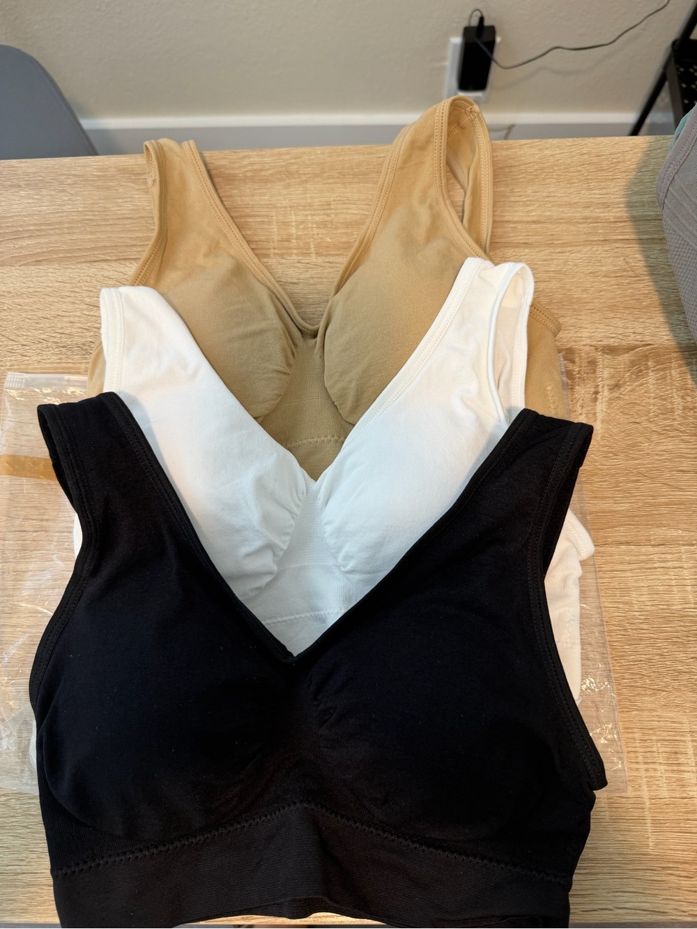 aerie Scoop Bralette Trio - Black, White & Tan